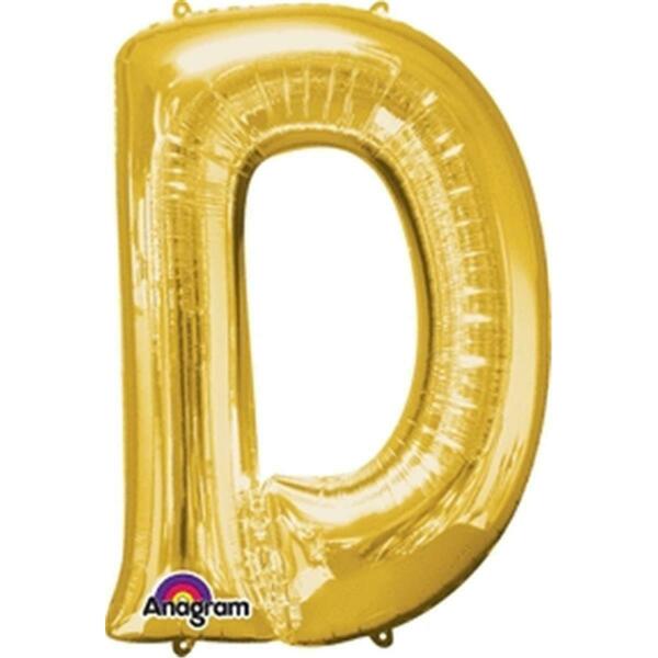 Anagram 33 in. Letter D Gold Supershape Foil Balloon 78397